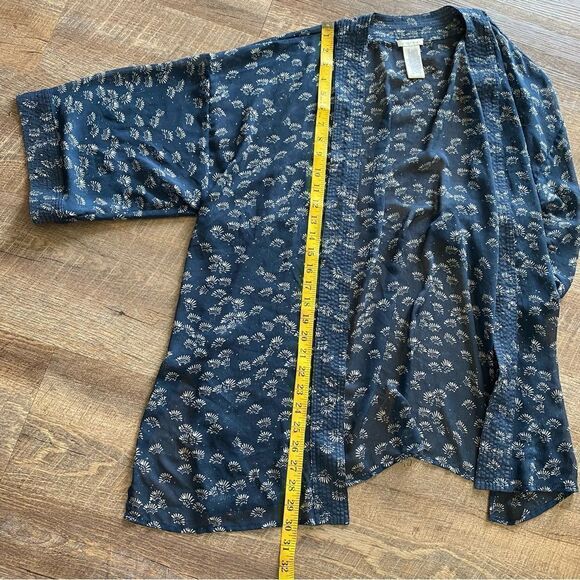 Lucky Brand Swim Kimono Coverup Navy Cream Vacation Beach Sheer - Picture 8 of 9